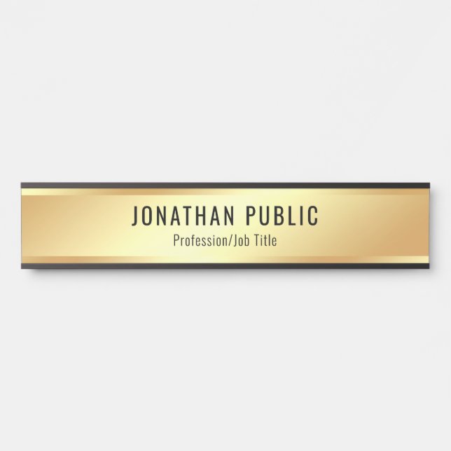 Letrero Para Puerta Faux Gold Modern Elegant Template Personalizable (Anverso)