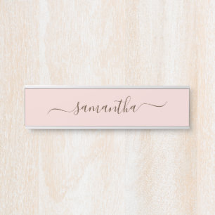 Letrero Para Puerta Firme de nombre elegante con floritura rubor