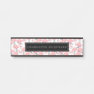 Letrero Para Puerta Flamencos rosados personalizados