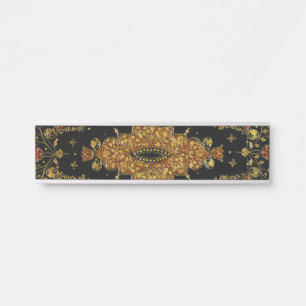 Letrero Para Puerta Floral de oro y negro de otoño