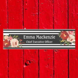 Letrero Para Puerta Flores florales Rótulo de puertas de oficina en bl