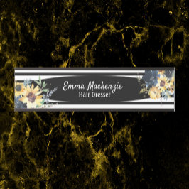 Letrero Para Puerta Flores florales Rótulo de puertas de oficina en bl