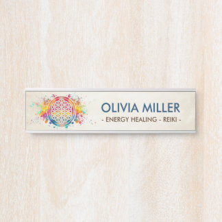 Letrero Para Puerta Flower of life - colorful splatter
