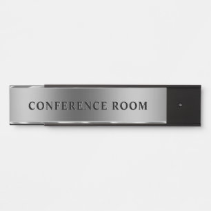 Letrero Para Puerta Fondo de plata metálica