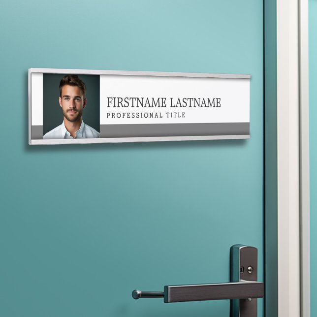 Letrero Para Puerta Foto - Título profesional del nombre del bloque de (Executive Door Sign - Customize your text and colors)