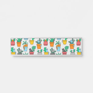 Letrero Para Puerta Gatos en macetas de flores