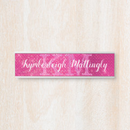 Letrero Para Puerta Girona Glam Purpurina Esparkle de color rosa calie