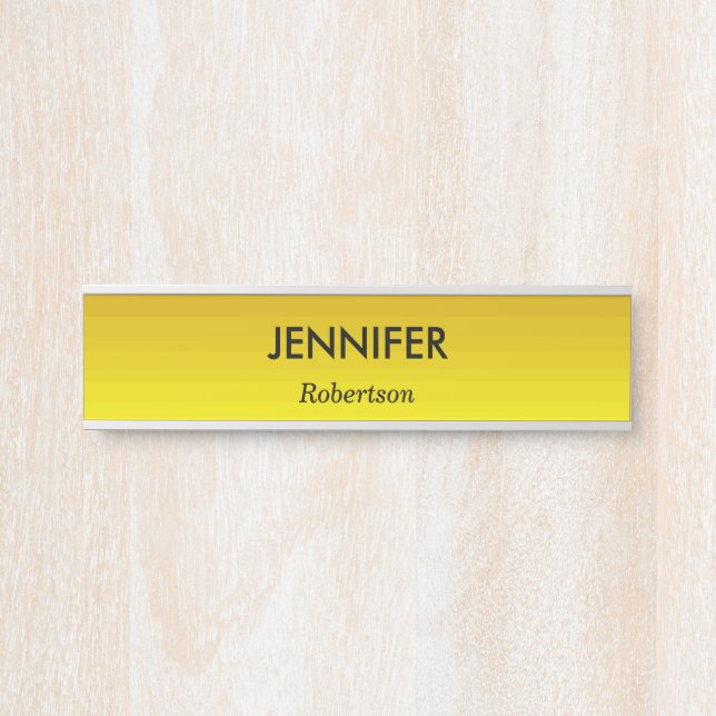 Letrero Para Puerta Gradiente de oro de nombre personalizado (Anverso)