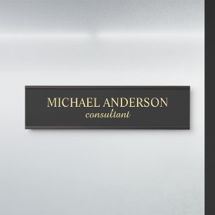 Letrero Para Puerta Guión elegante profesional Negro y Oro