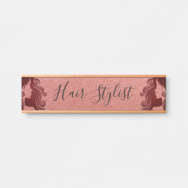 Letrero Para Puerta Hair Stylist en Purpurina