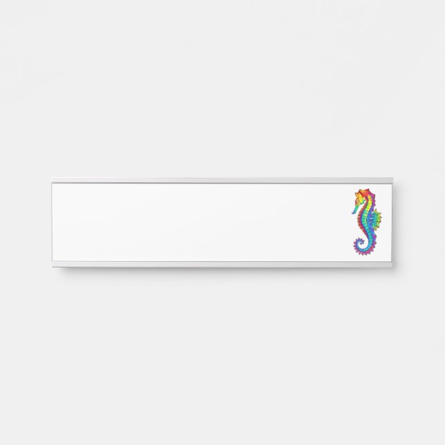 Letrero Para Puerta Hipoahoría marino poligonal arcoiris (Anverso)