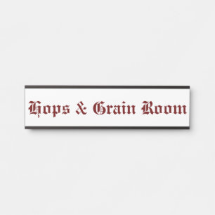 Letrero Para Puerta Hops & Grain Room Roja