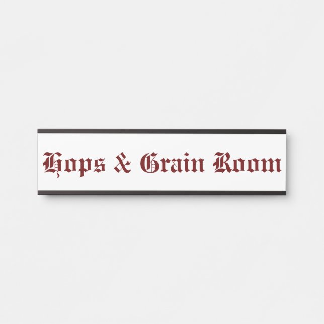 Letrero Para Puerta Hops & Grain Room Roja (Anverso)