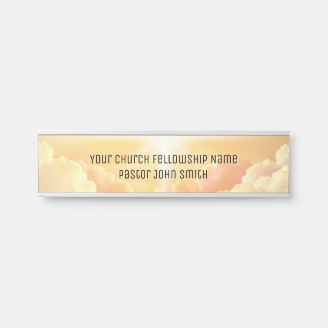 Letrero Para Puerta Iglesia Cristiana Nube Celestial  (Anverso)