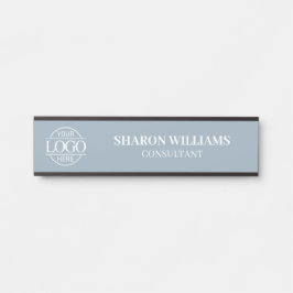 Letrero Para Puerta Interchangeable Dusty Blue Custom Business Logo 
