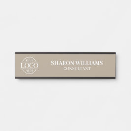 Letrero Para Puerta Interchangeable Taupe Beige Custom Business Logo 