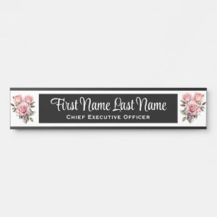 Letrero Para Puerta Letrero de puerta de oficina floral de rosas rosad