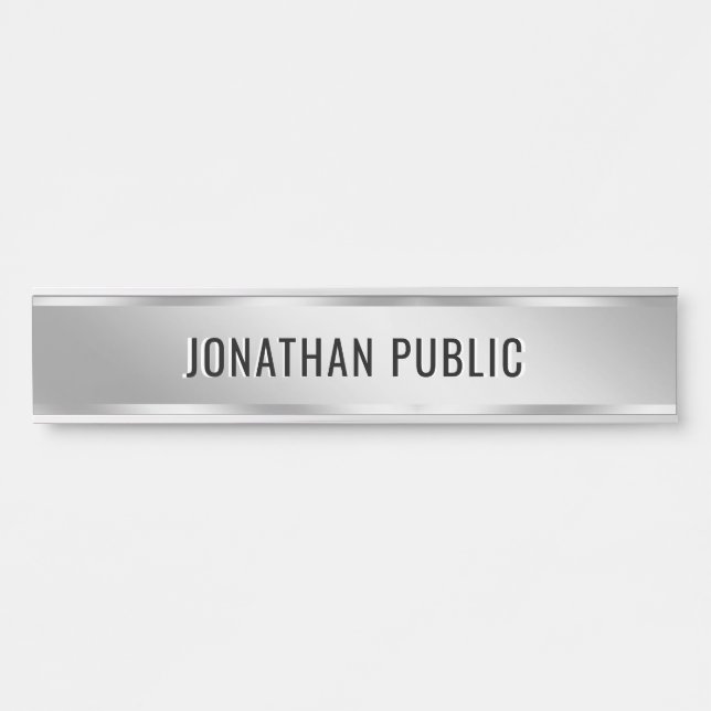 Letrero Para Puerta Letrero de puerta de plata con texto personalizado (Anverso)