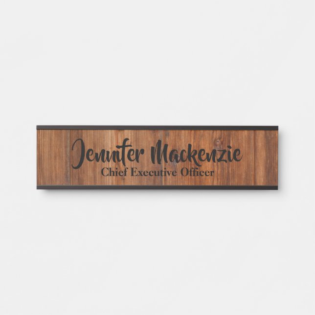 Letrero Para Puerta Letrero de puerta rústico de grano de madera con n (Anverso)