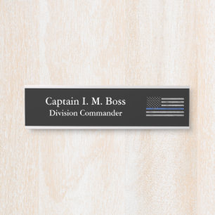 Letrero Para Puerta Línea Azul delgada - Puerta con Bandera Destruida