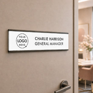 Letrero Para Puerta Logotipo comercial   Empleados Personalizados mode