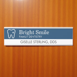 Letrero Para Puerta Logotipo de diente de dentista azul marino oficina