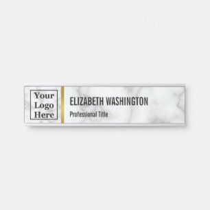 Letrero Para Puerta Logotipo de negocio Faux Marble Employname Job Tit