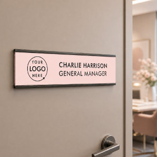 Letrero Para Puerta Logotipo empresarial Moderno personal blush rosa