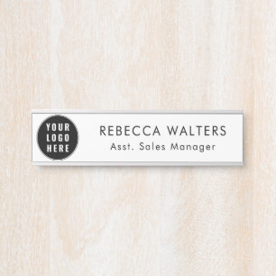 Letrero Para Puerta Logotipo Empresarial Simple Empleados Moderno Pers
