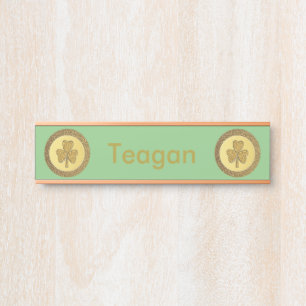 Letrero Para Puerta Lucky Irish Shamrock Gold Coin Personalizado