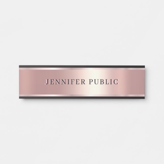 Letrero Para Puerta Luxurious Rose Gold Custom Elegant Modern Template (Anverso)
