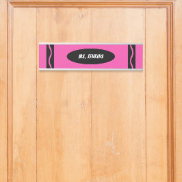 Letrero Para Puerta Maestría en Crayón Rosa