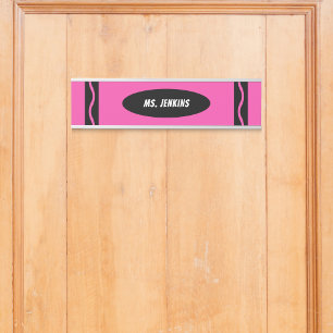Letrero Para Puerta Maestría en Crayón Rosa