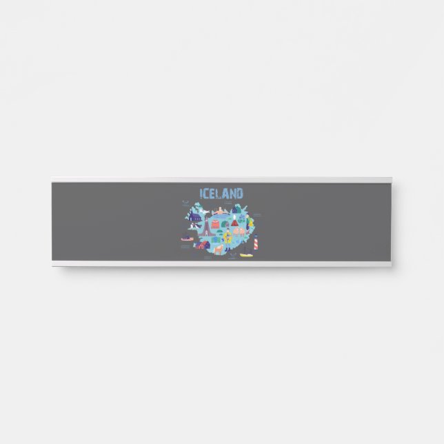 Letrero Para Puerta Mapa de Islandia (Anverso)