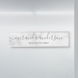 Letrero Para Puerta Mármol blanco de guión moderno profesional