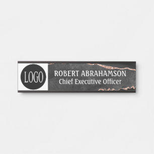 Letrero Para Puerta Mármol negro Rótulo de Rótulos de oficina con logo