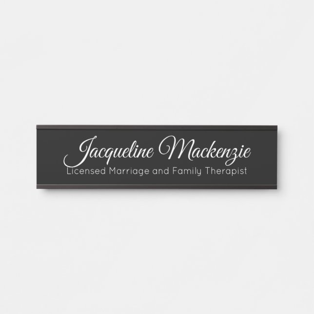 Letrero Para Puerta Matrimonio con licencia negra y terapeuta familiar (Anverso)