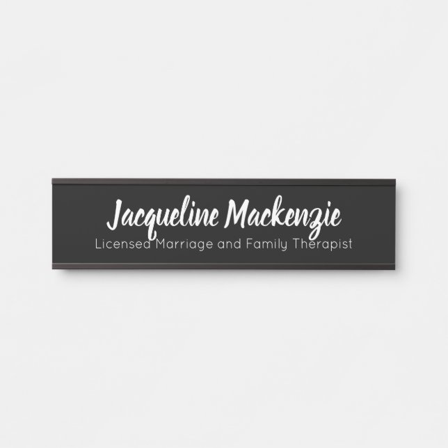 Letrero Para Puerta Matrimonio con licencia negra y terapeuta familiar (Anverso)