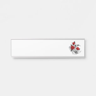 Letrero Para Puerta Media luna mecánica con rosas rojas