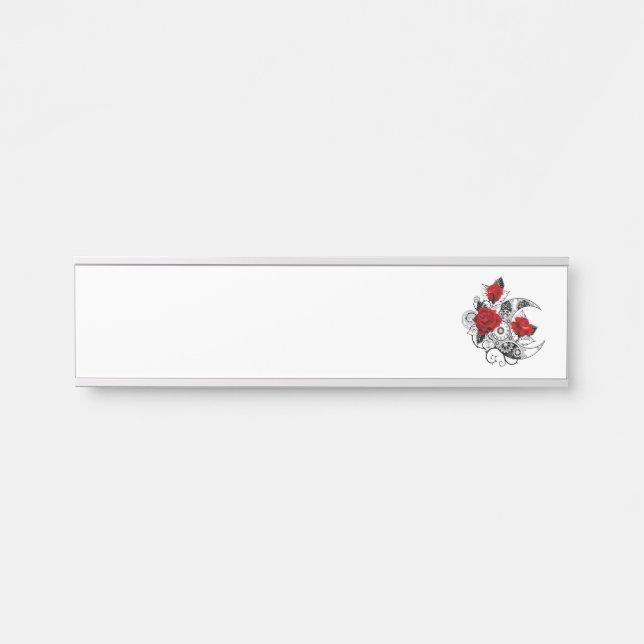 Letrero Para Puerta Media luna mecánica con rosas rojas (Anverso)