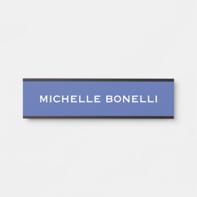 Letrero Para Puerta Medium Blue Minimalist Plain Legible Modern (Anverso)