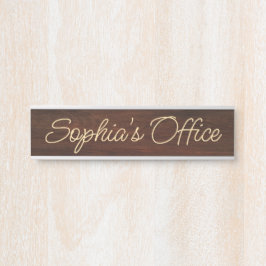 Letrero Para Puerta Mesa de Oficina Moderna con Nombre Personalizado d