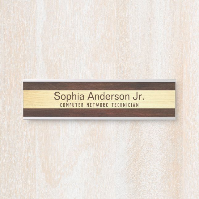 Letrero Para Puerta Mesa de oficina moderna personalizada de madera  (Anverso)