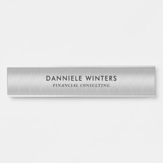 Letrero Para Puerta Metallic faux silver background door sign