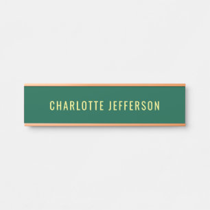 Letrero Para Puerta Minimalista Clásico Profesional Verde Amarillo