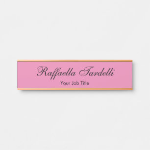 Letrero Para Puerta Minimalista nombre personalizado color rosa