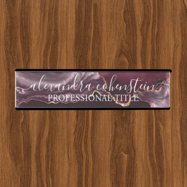 Letrero Para Puerta Modern Marble Agate Burgundy Office Door Sign (Subido por el creador)