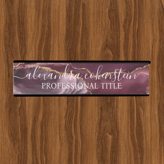 Letrero Para Puerta Modern Marble Agate Burgundy Office Door Sign (Subido por el creador)