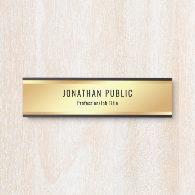 Letrero Para Puerta Moderna y elegante plantilla Faux Gold Profesional (Anverso)
