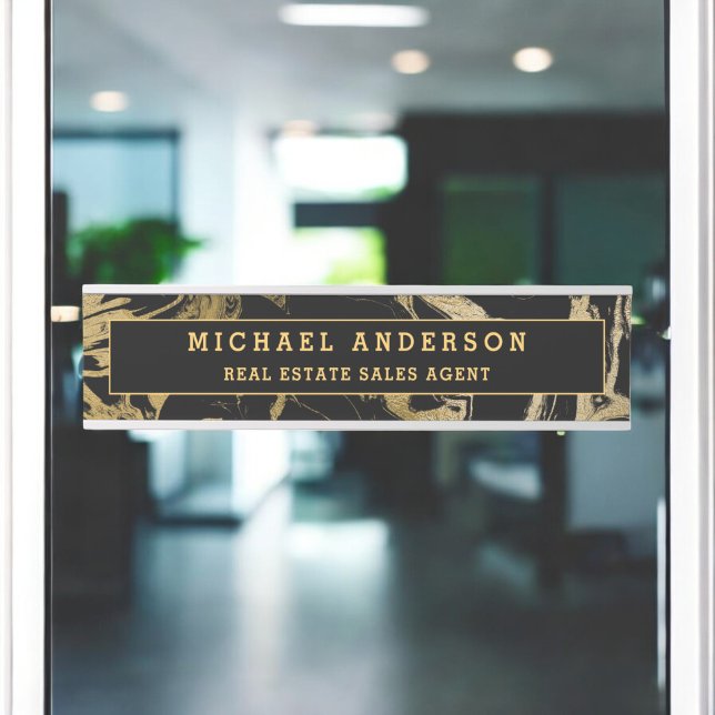 Letrero Para Puerta Moderno Personalizado de Piedra de Mármol de Oro N (Subido por el creador)